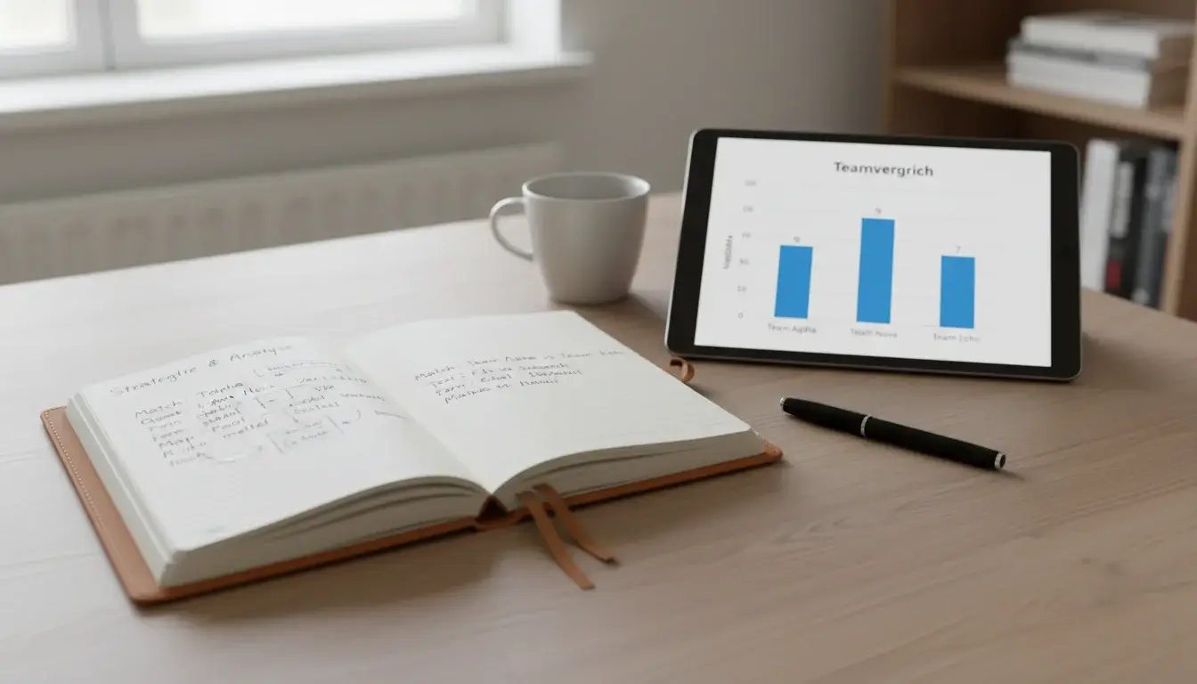 Notizblock mit Dota 2 Wettanalyse und Team-Statistiken