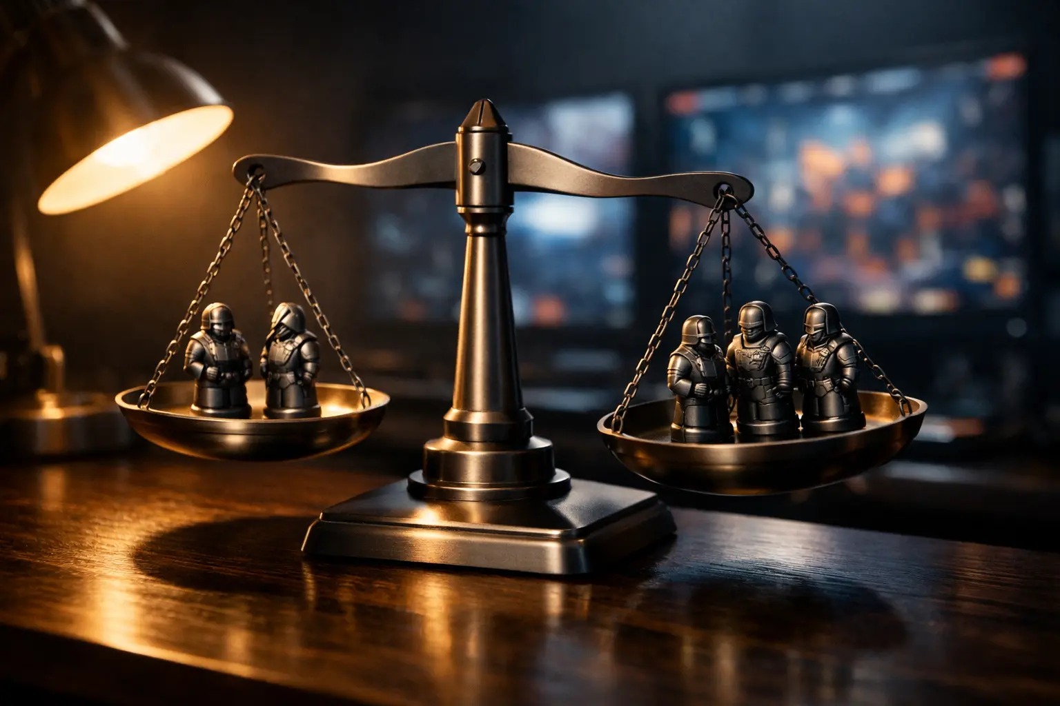 Dota 2 Handicap-Wetten – Waage mit Spielfiguren auf beiden Seiten