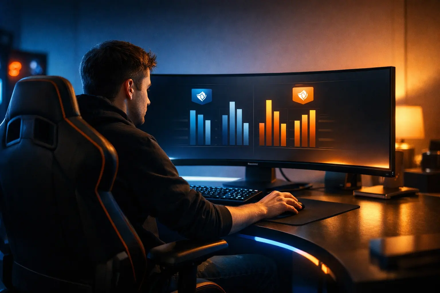 Dota 2 Over/Under Wetten – Spieler analysiert Match-Statistiken am Monitor