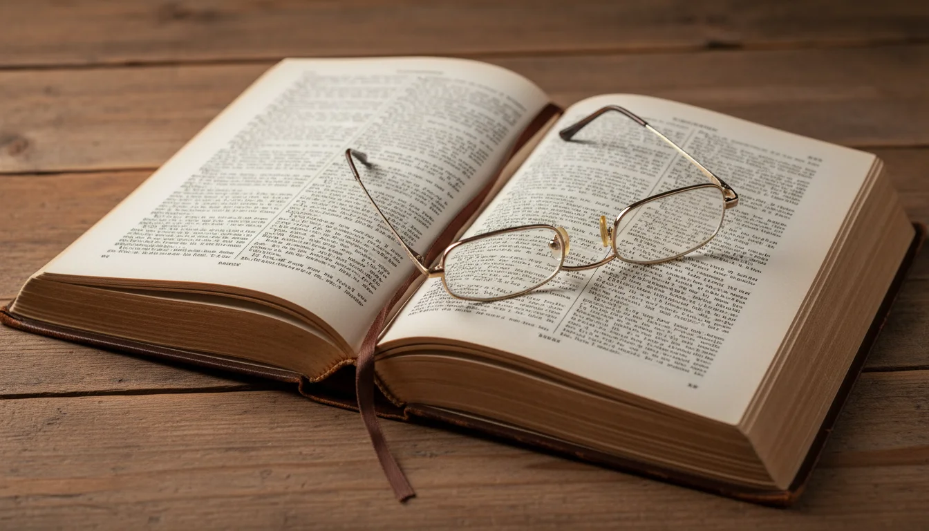 Dota 2 Wetten Glossar – aufgeschlagenes Buch mit Lesebrille auf Holztisch