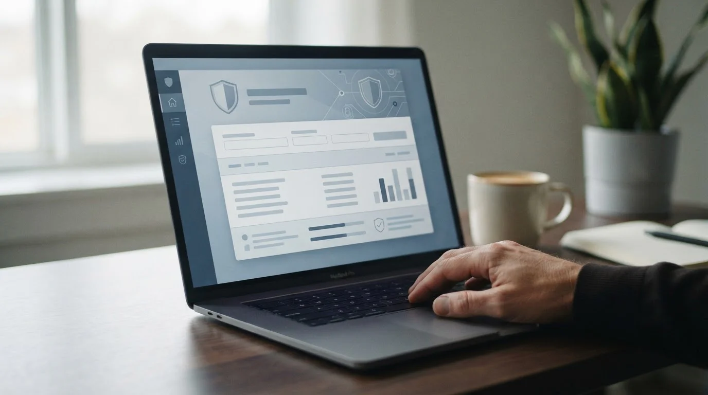 Sicheres Online-Banking mit Verschlüsselungssymbol und deutschen Regulierungshinweisen