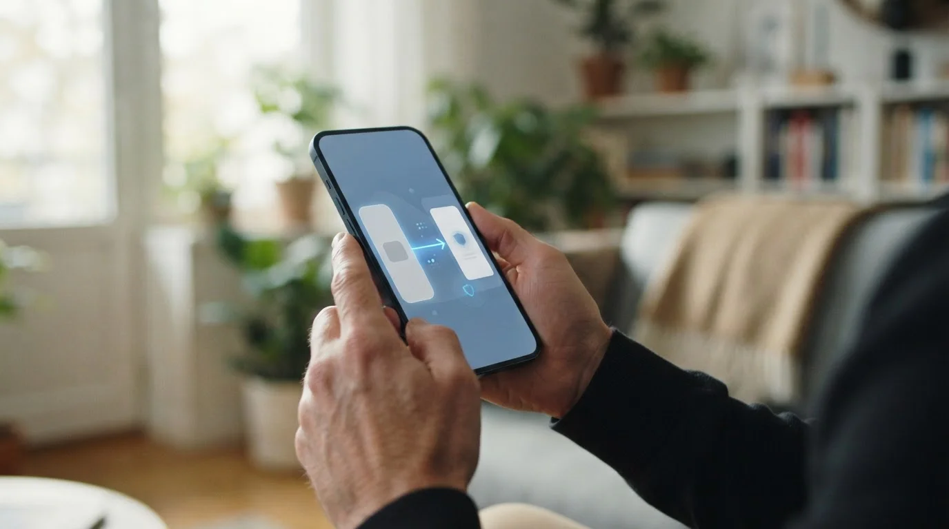 Smartphone zeigt Ablauf einer Trustly-Direktüberweisung zwischen Bank und Wettkonto