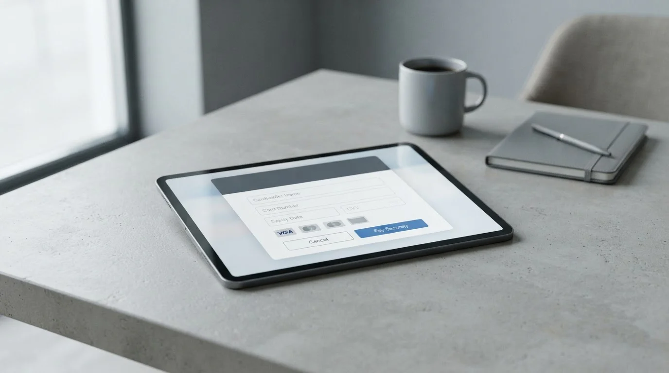 Abstrakte Darstellung digitaler Zahlungsmethoden auf Tablet-Bildschirm
