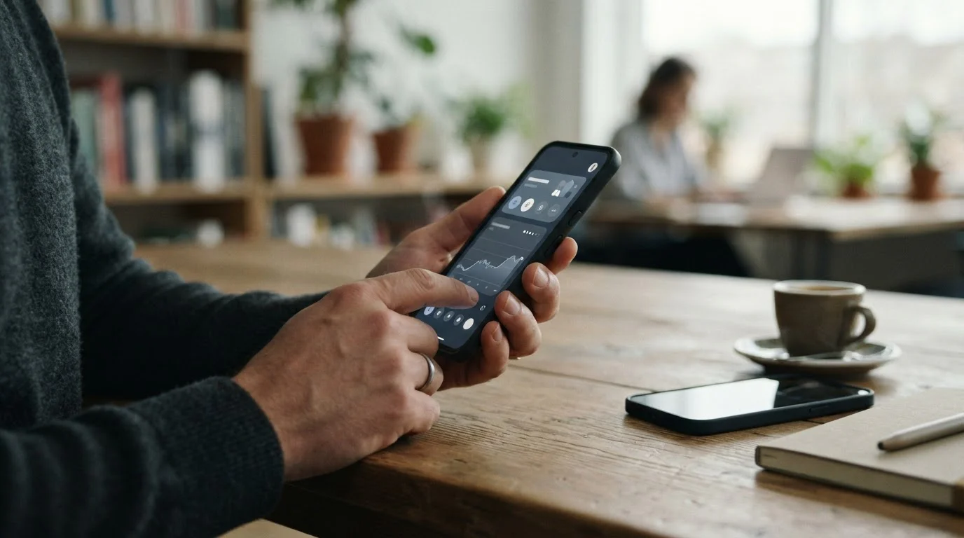 Smartphone mit verschiedenen Zahlungsoptionen und Zeitangaben